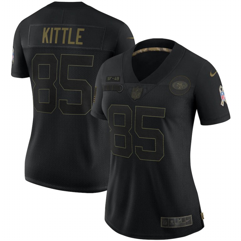 NFL San Francisco 49ers #85 George Kittle Nike Women 2020 Salute To Service Limited  Black jerseys->youth nfl jersey->Youth Jersey